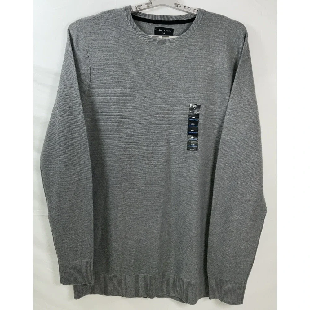 NWT Men's Shaquille O'Neal Big‎ & Tall Crew Neck Sweater Grey Heather 2XL